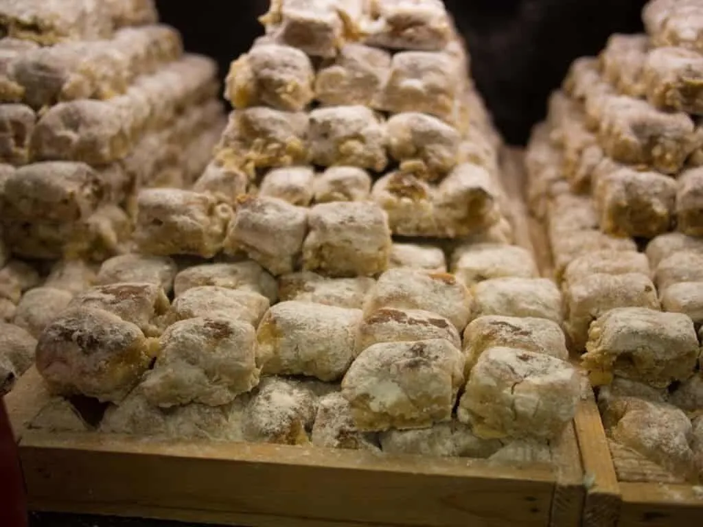 Trays of almond sweets at the pasticceria