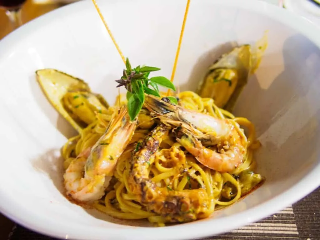 Prawn linguine at Chef de Karp
