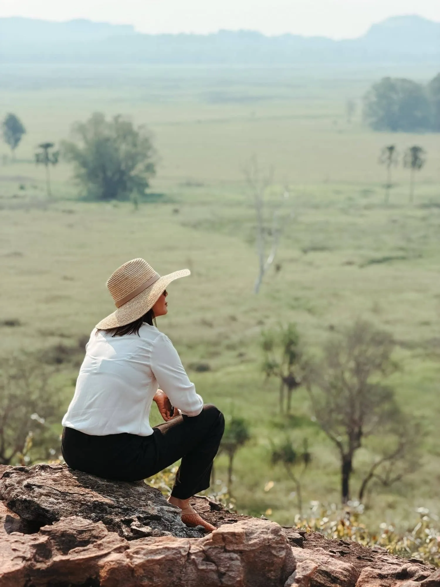 A traveller overlooking the Arnhem Plateau in the Northern Territory.
