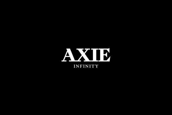 The Axie Infinity wordmark set in white serif capitals on black, Infinity spaced small beneath it.