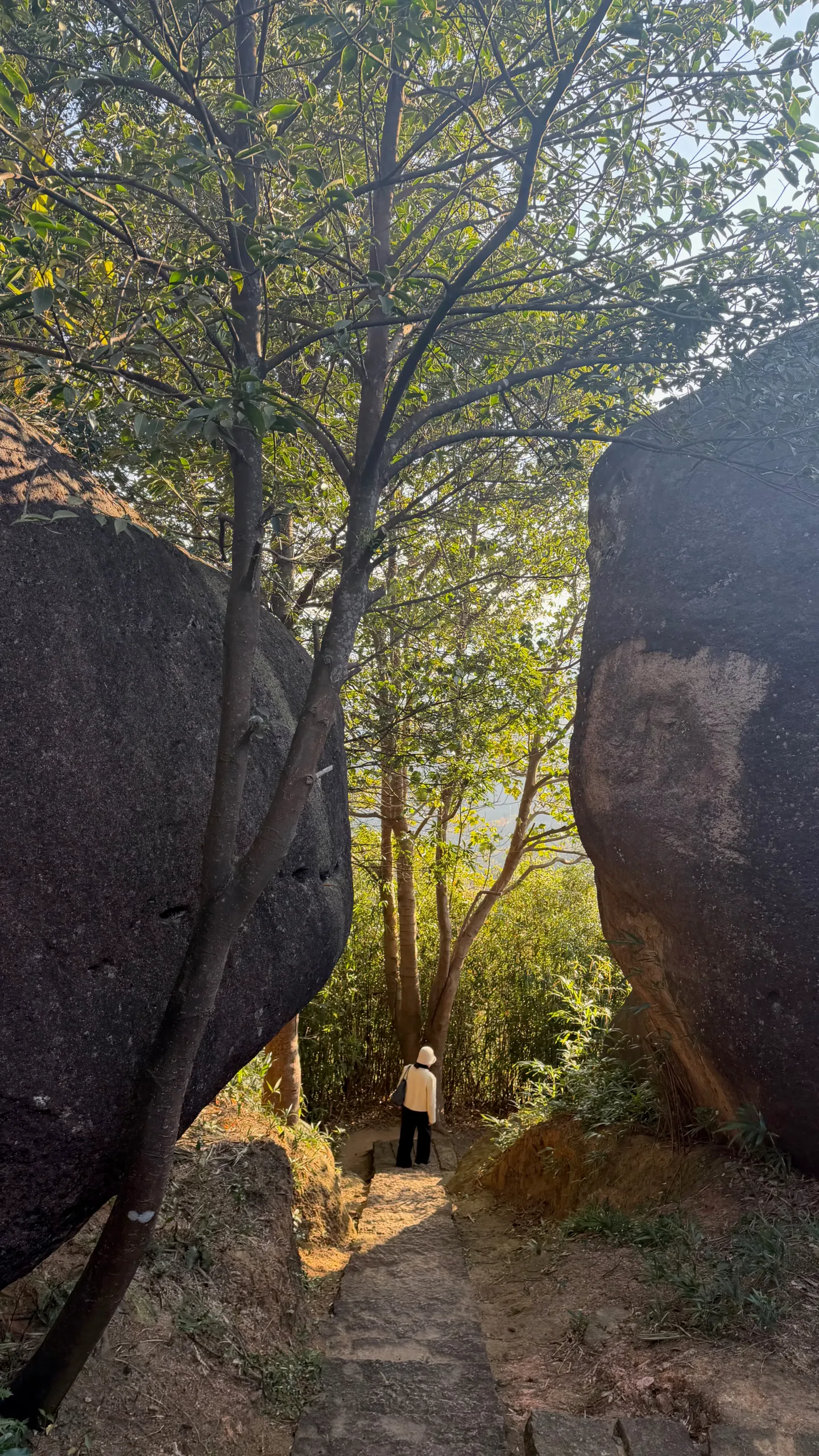 Boulder formation with hiking path