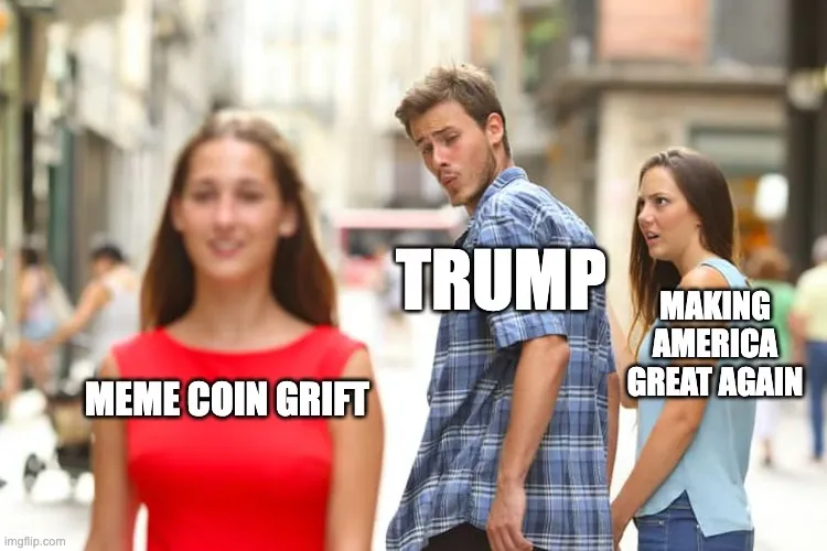 Trump crypto token meme — satirising the launch of political meme coins