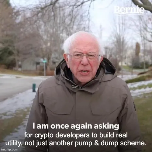 Bernie Sanders meme applied to crypto market sentiment
