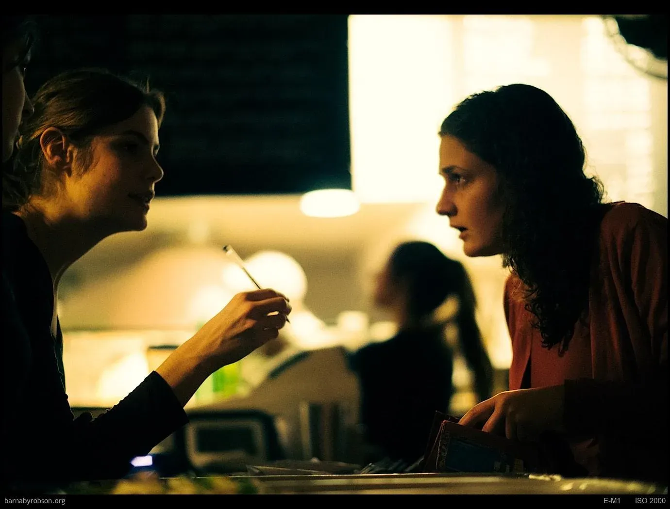 Friends cooking together in a warm kitchen at night.
