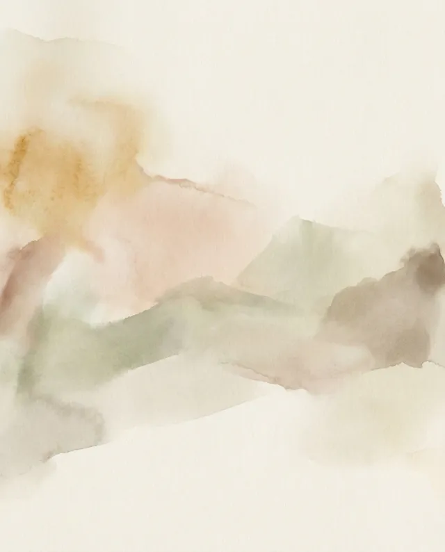 A soft, muted watercolour of dusty colour washes blending quietly across a pale ground — the quiet craft of controlling colour.
