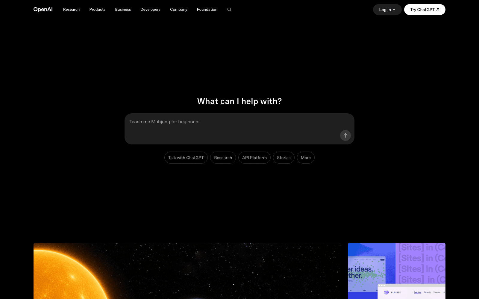 OpenAI homepage