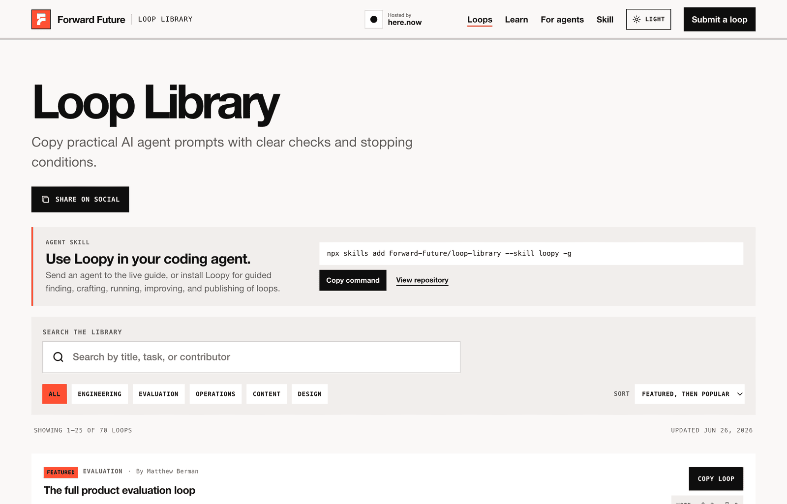 Forward Future Loop Library
