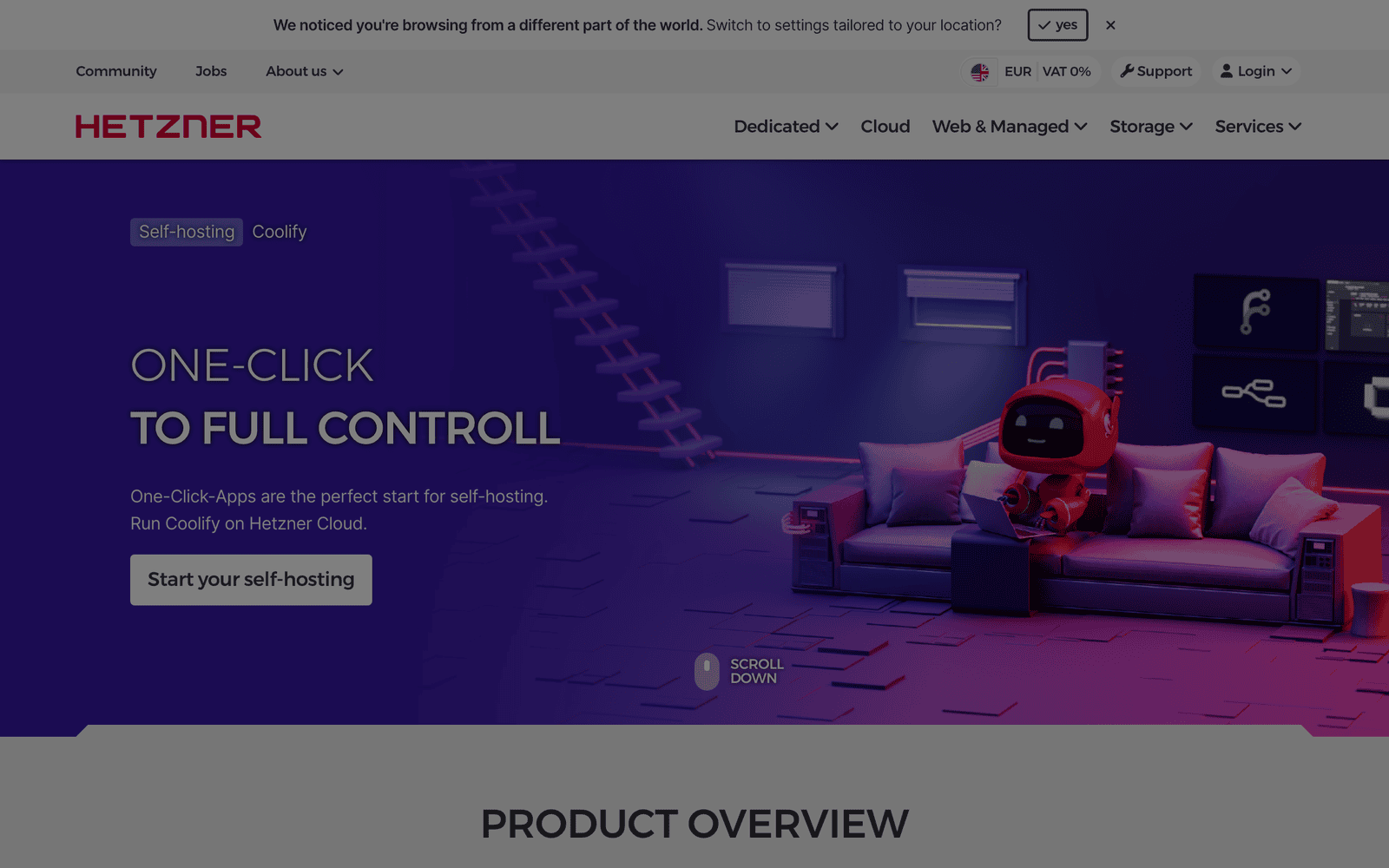 Hetzner hosting landing page