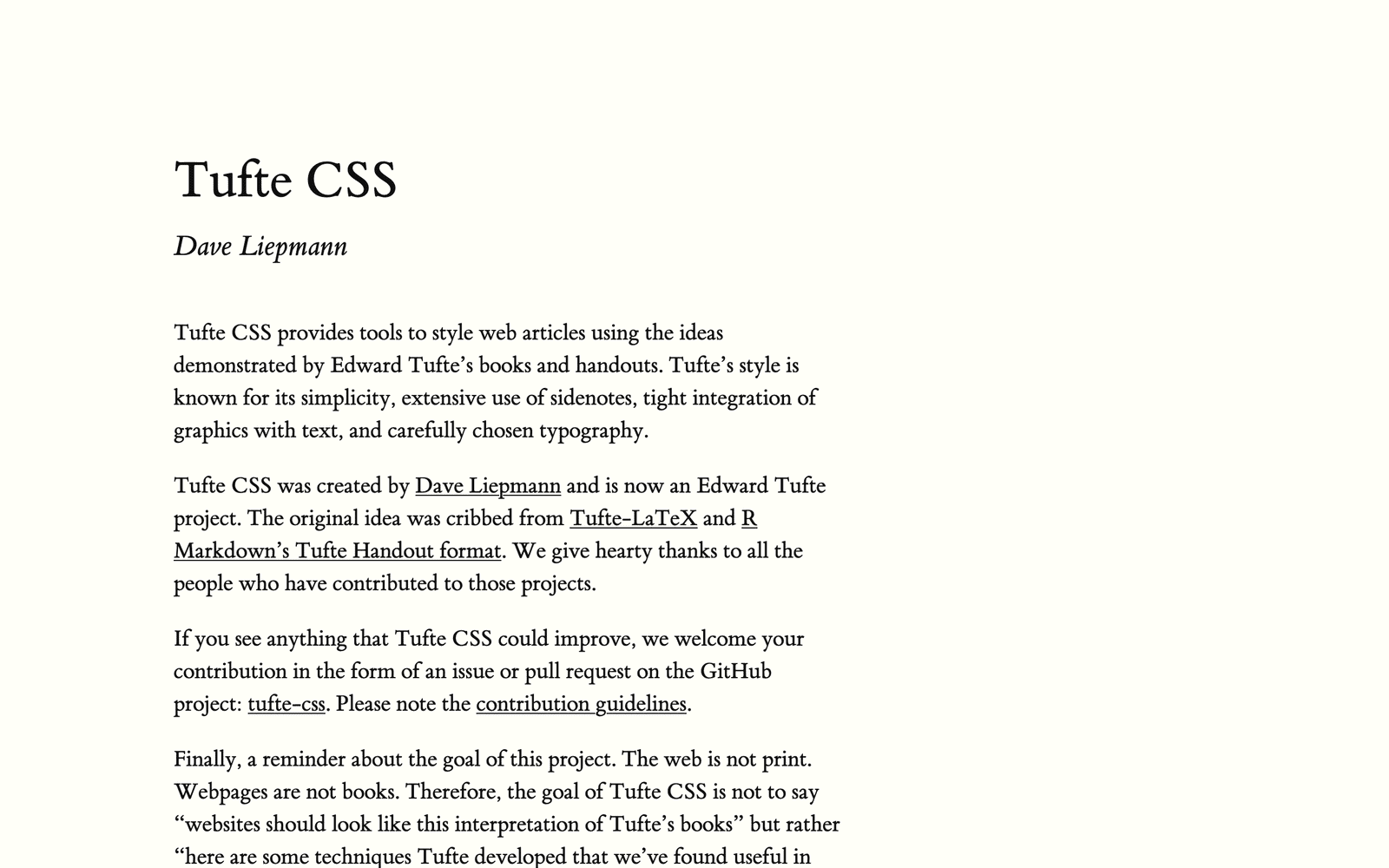 Tufte CSS demonstration page