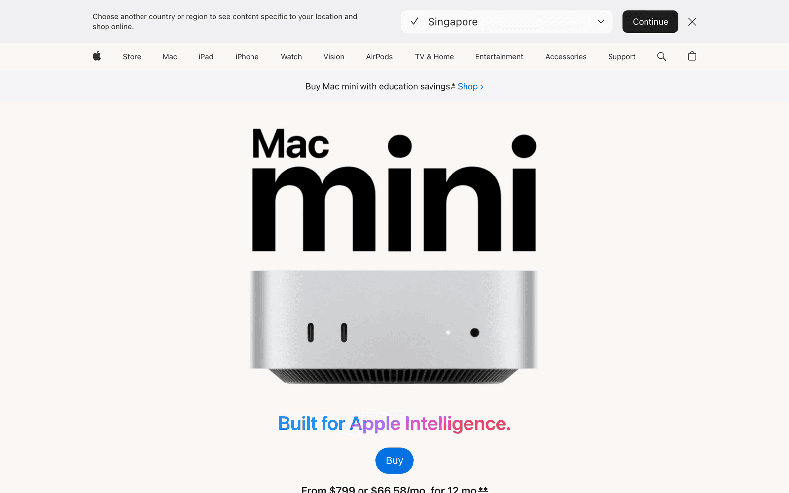 Apple Mac mini product page