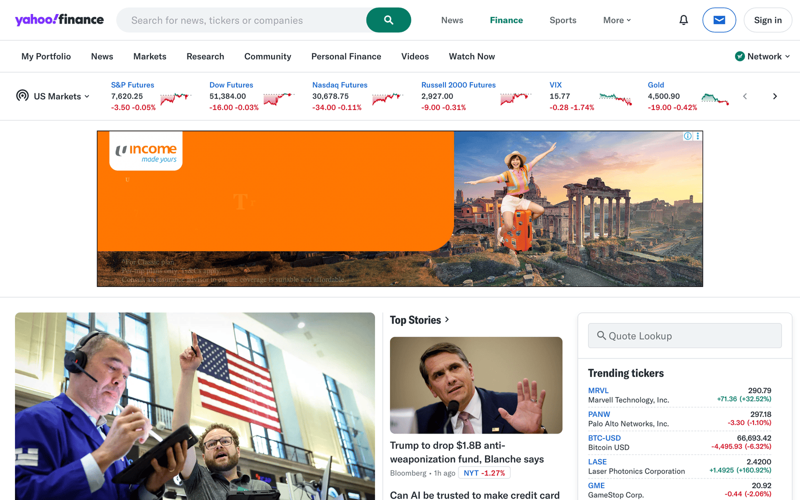 Yahoo Finance market data