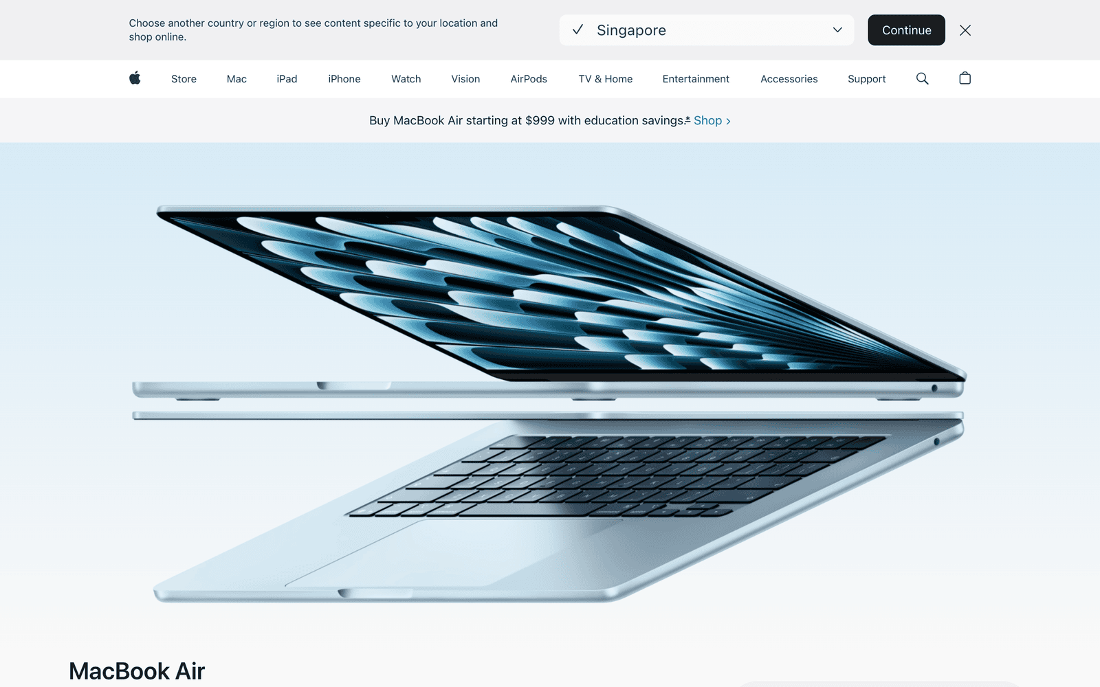 Apple MacBook Air product page