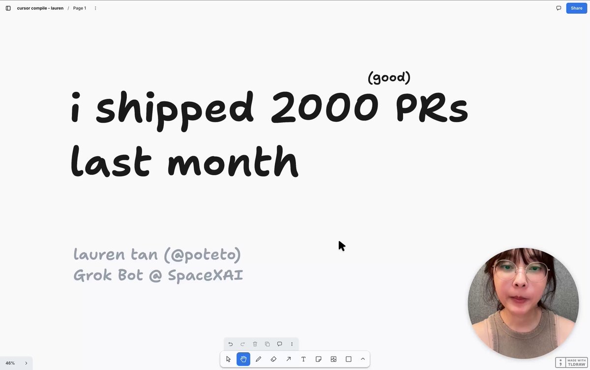 The opening frame of Lauren Tan's talk on shipping 2,500 pull requests in a month
