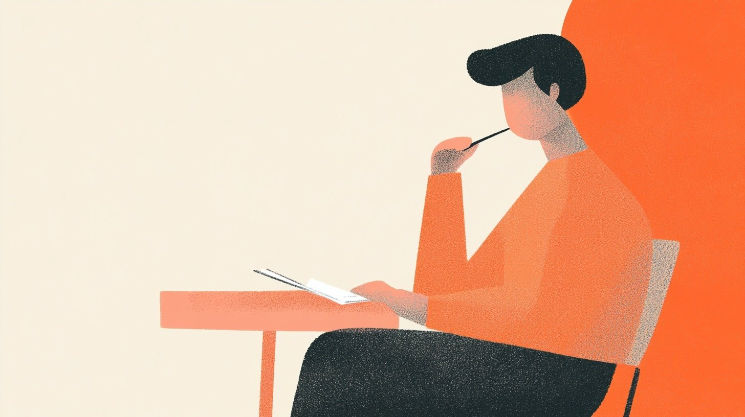Illustration of a person reading and taking notes