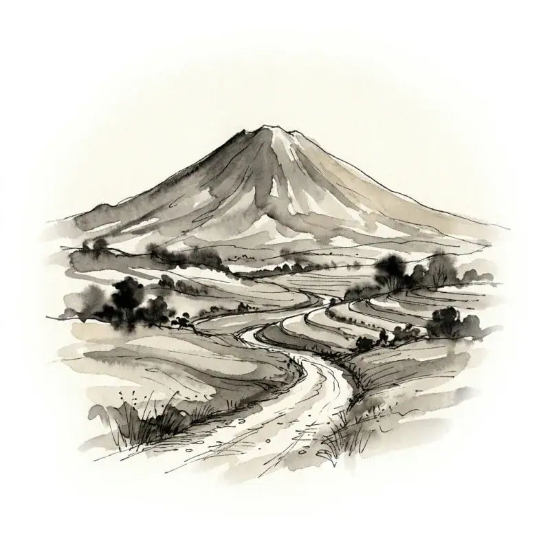 Kerinci — ink-wash illustration