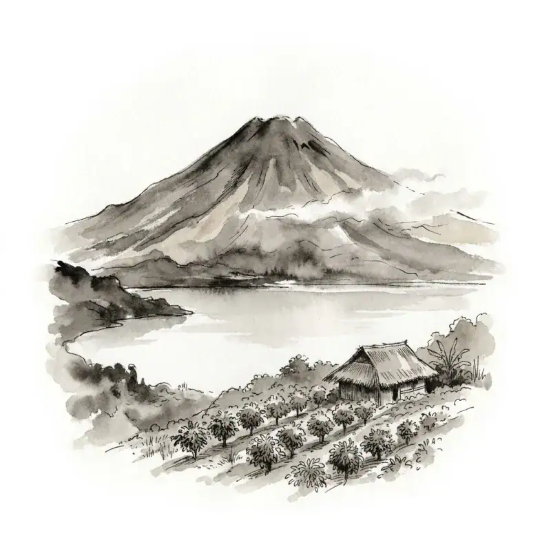 Kintamani — ink-wash illustration