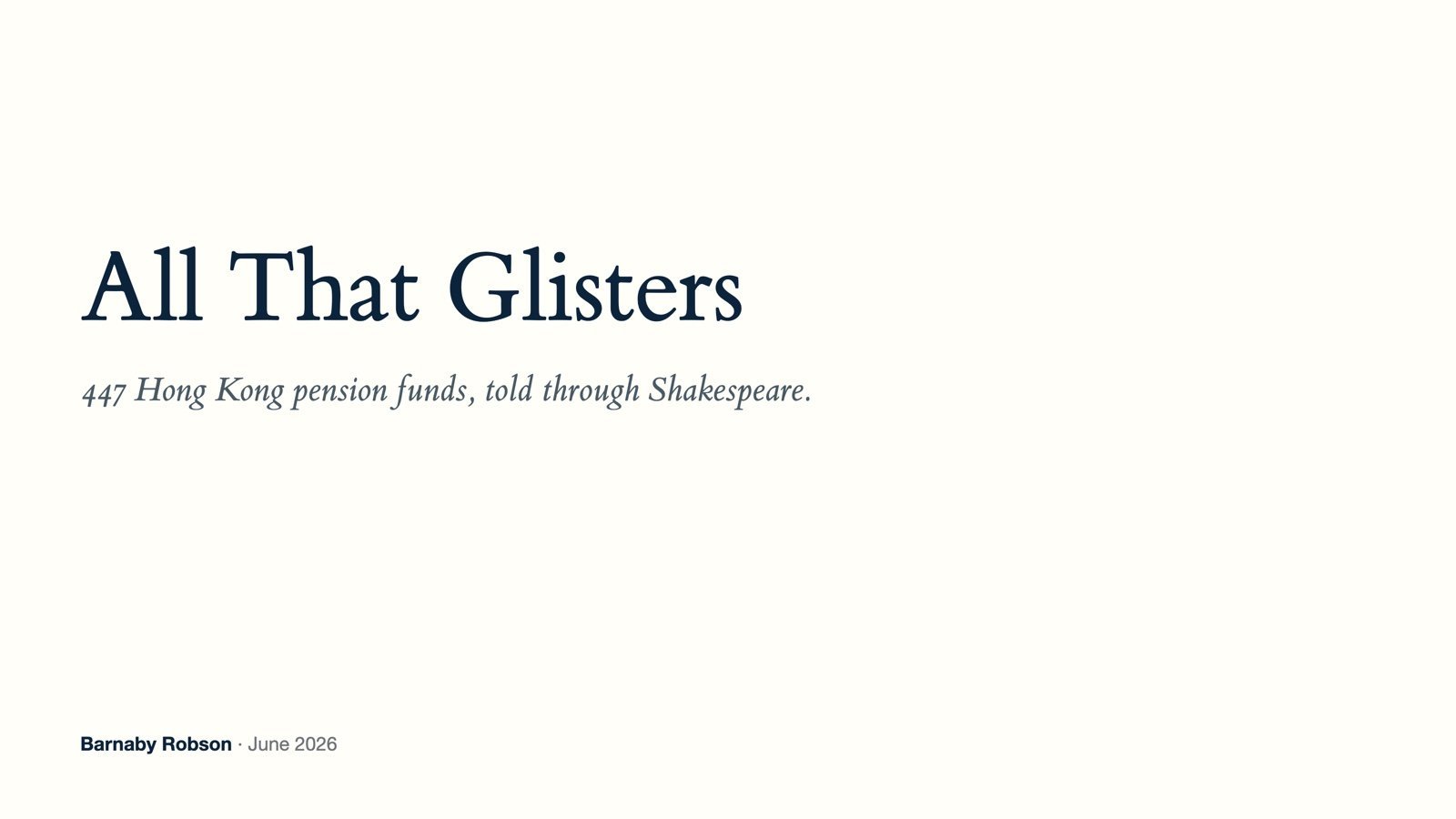 All That Glisters — opening slide