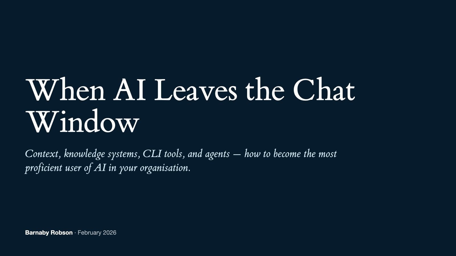 When AI Leaves the Chat Window — opening slide